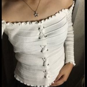Ambiance apparel off the shoulder long sleeve blouse